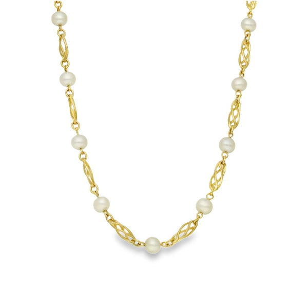 9ct Yellow Gold 24" Pearl Necklace - 12.5g