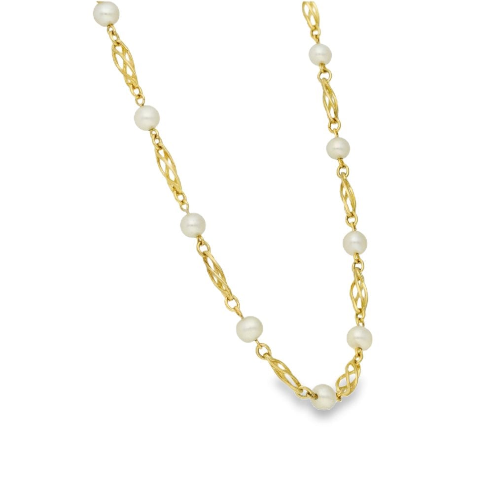 9ct Yellow Gold 24" Pearl Necklace - 12.5g