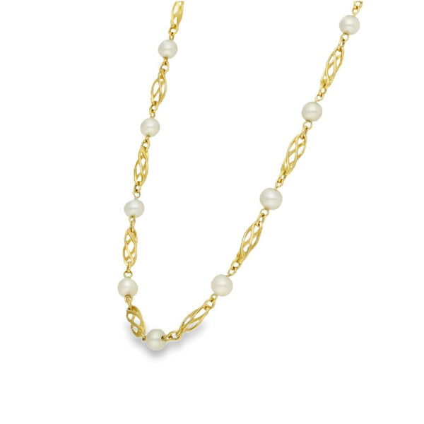 9ct Yellow Gold 24" Pearl Necklace - 12.5g