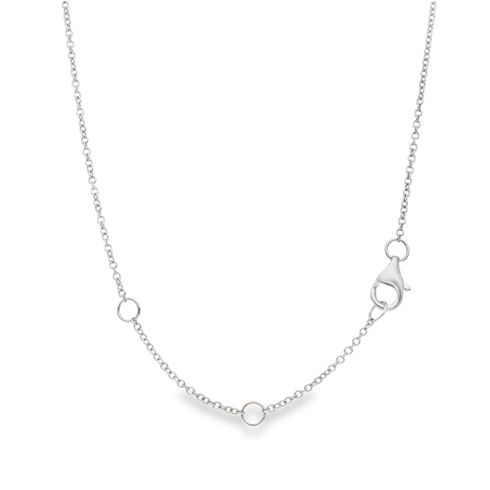 18ct White Gold Pearl & Diamond Pendant & Necklace - 16/18"