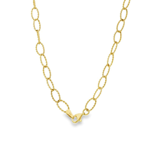9ct Yellow Gold Oval Link Pearl Necklace - 24" - 8.3g
