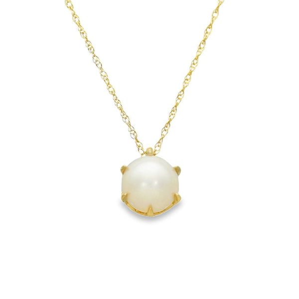 9ct Yellow Gold Pearl Pendant & 18" Chain