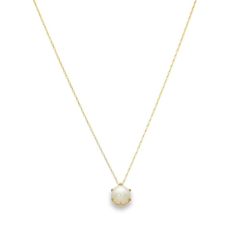 9ct Yellow Gold Pearl Pendant & 18" Chain