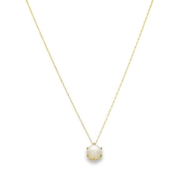 9ct Yellow Gold Pearl Pendant & 18" Chain