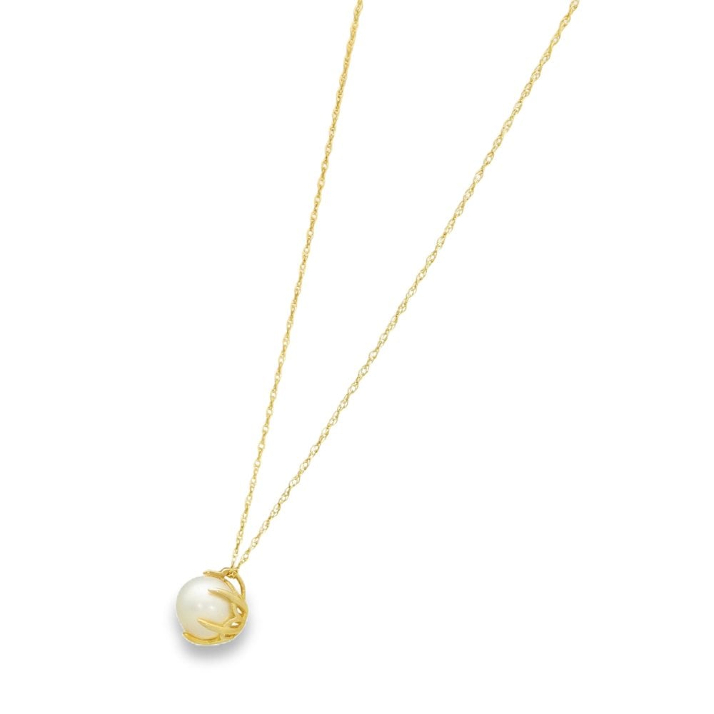 9ct Yellow Gold Pearl Pendant & 18" Chain
