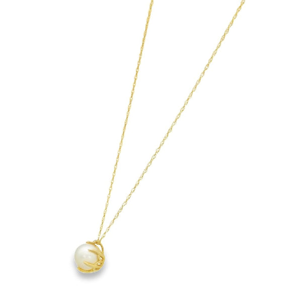 9ct Yellow Gold Pearl Pendant & 18" Chain