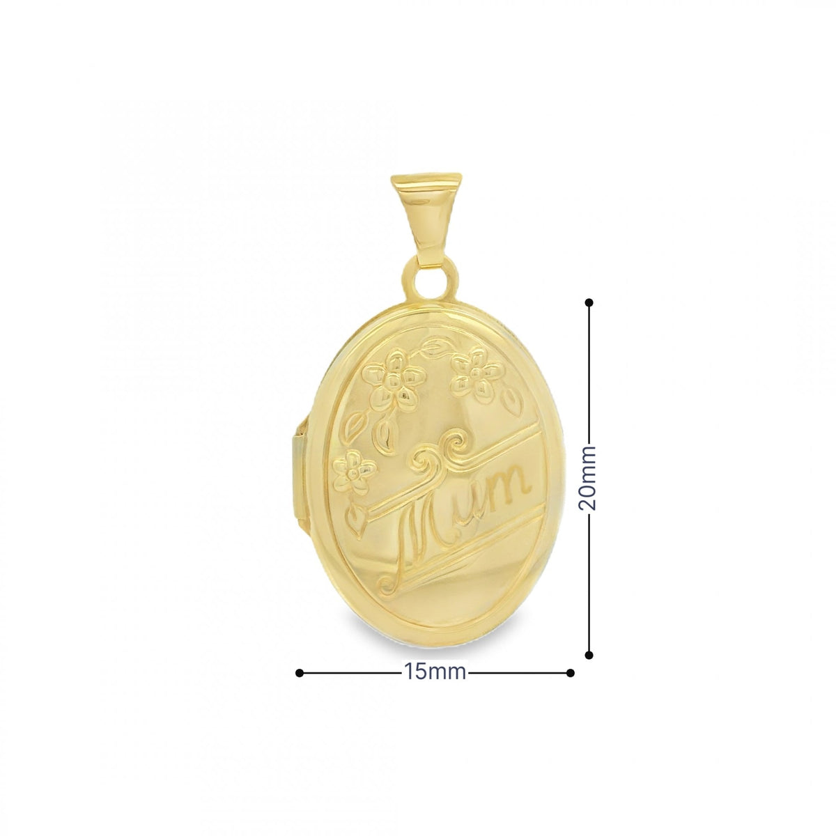 9ct Yellow Gold Flower Mum Locket - 15x20x4mm - 1.8g
