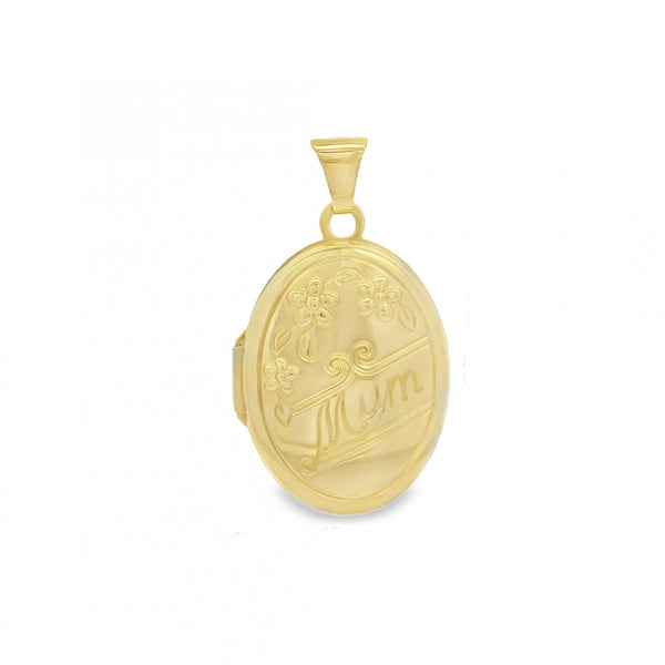 9ct Yellow Gold Flower Mum Locket - 15x20x4mm - 1.8g