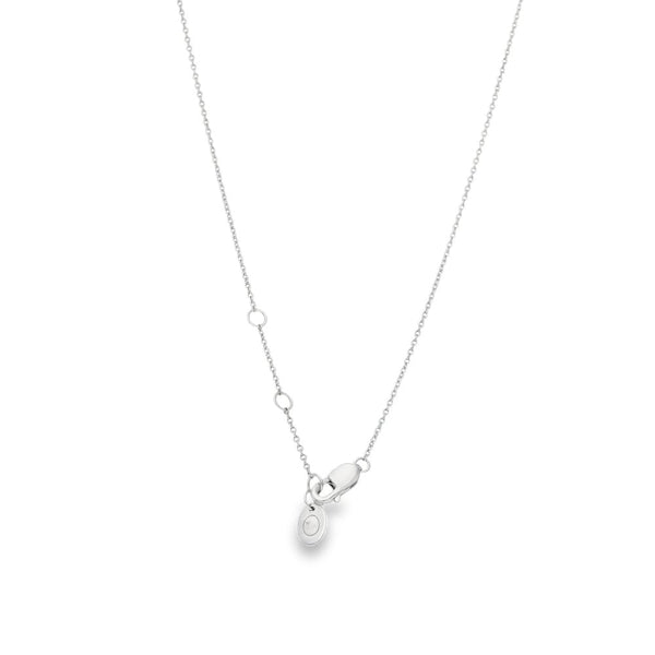 18ct White Gold Emerald & Diamond Pendant & Chain - 18" - 0.15ct