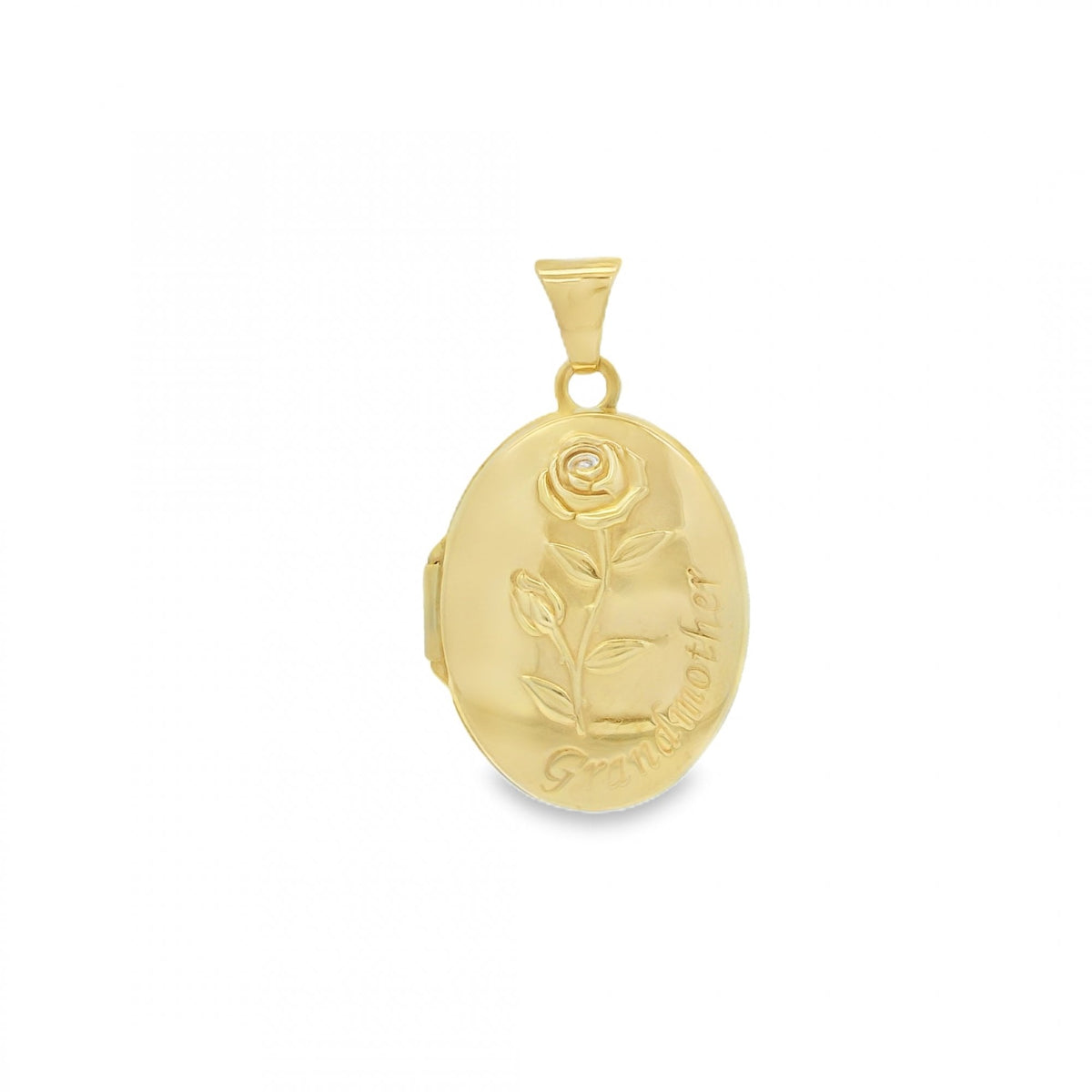 9ct Yellow Gold Rose & Grandmother Engraved Locket - 15x20x5mm
