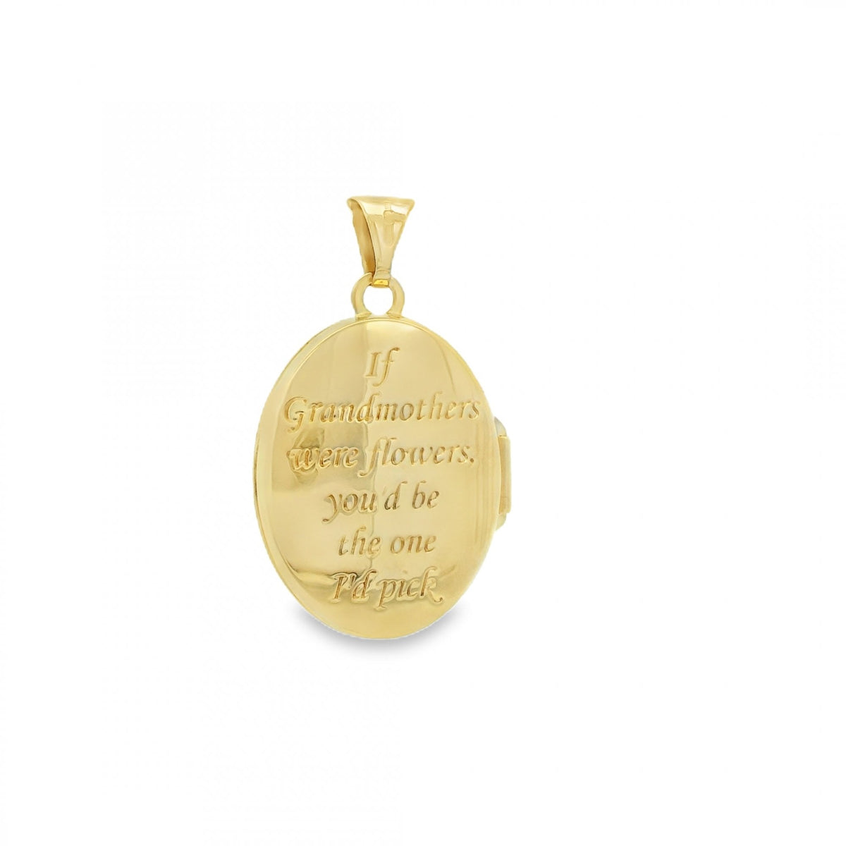 9ct Yellow Gold Rose & Grandmother Engraved Locket - 15x20x5mm
