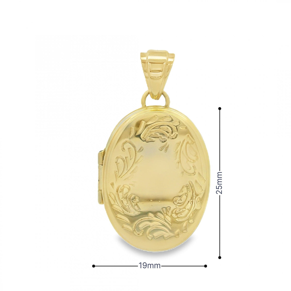 9ct Yellow Gold Oval Patterned Locket - 19x25x4mm - 6.4g