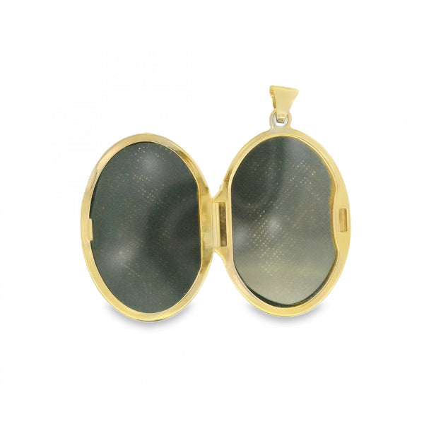 9ct Yellow Gold Diamond Set Locket - 18x25x8mm - 3.1g