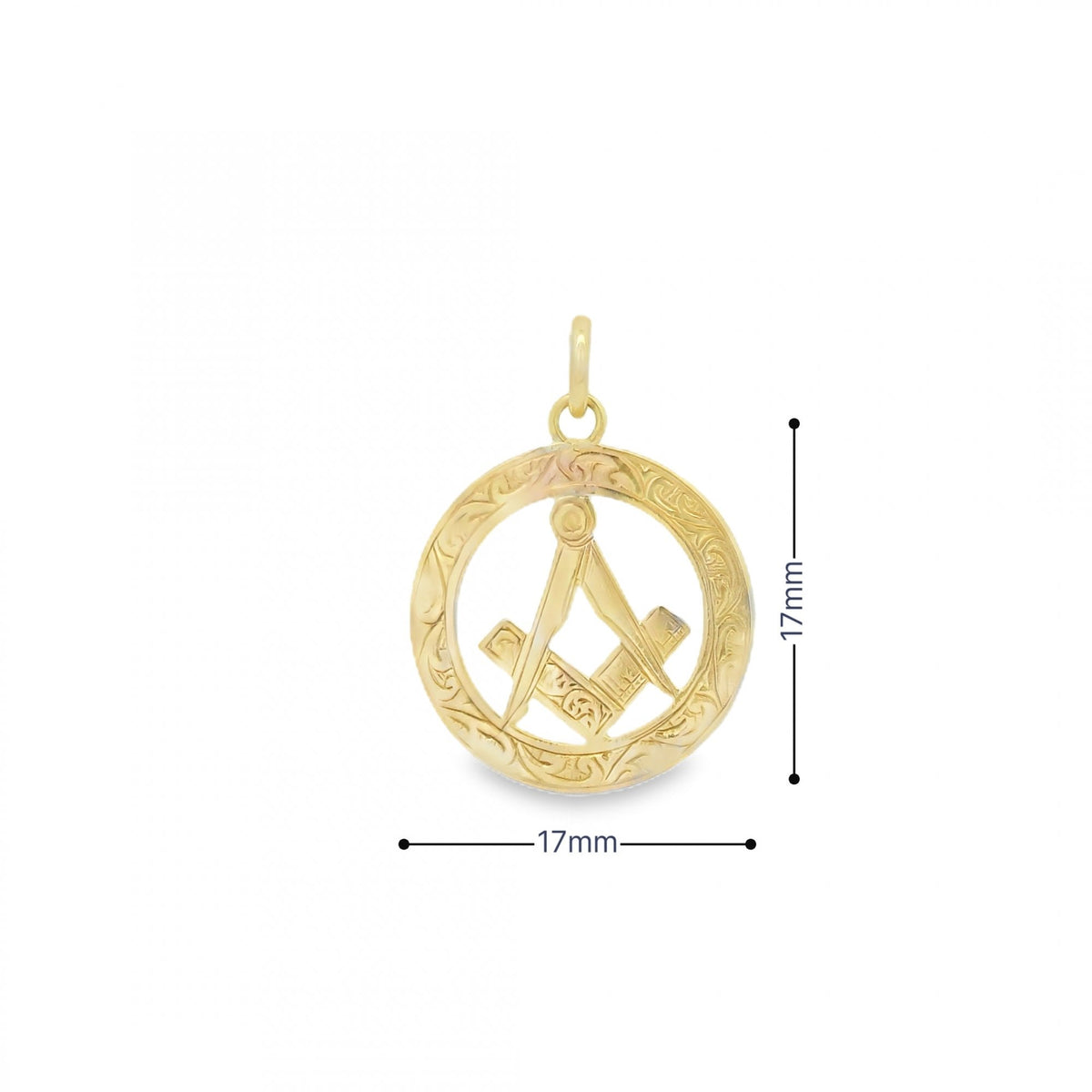 9ct Rose Gold Round Masonic Pendant - 17x17mm - 1.8g