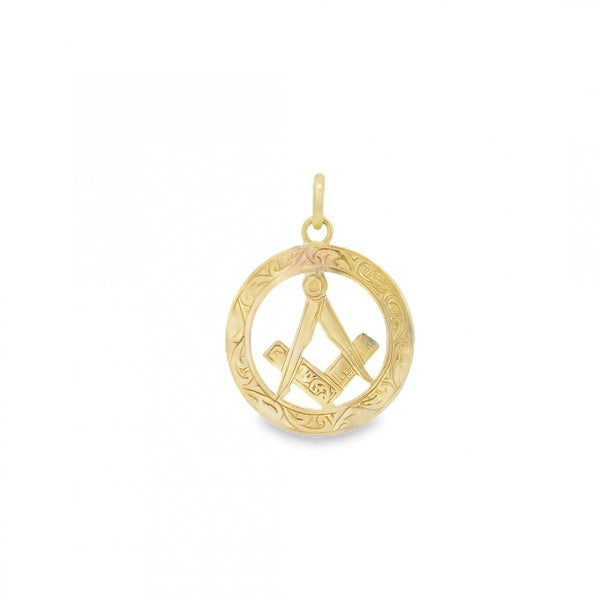 9ct Rose Gold Round Masonic Pendant - 17x17mm - 1.8g