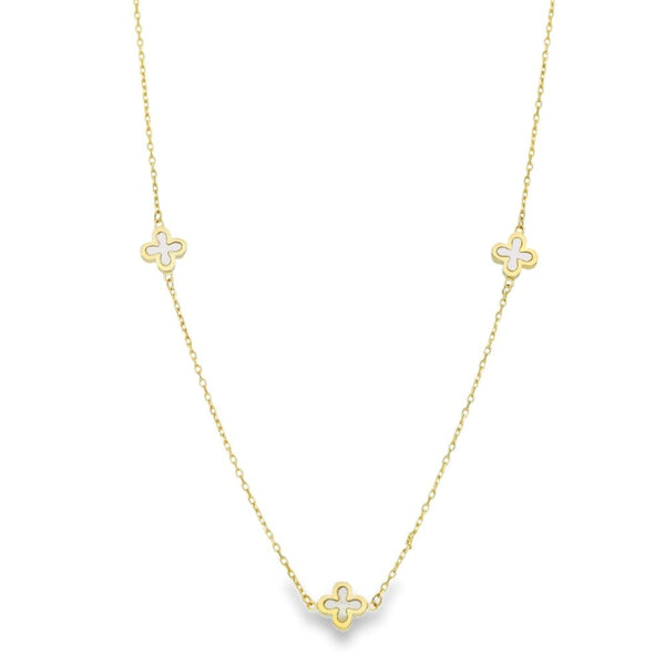 9ct Yellow Gold Mother of Pearl Petal Necklace - 15/16" - 1.8g