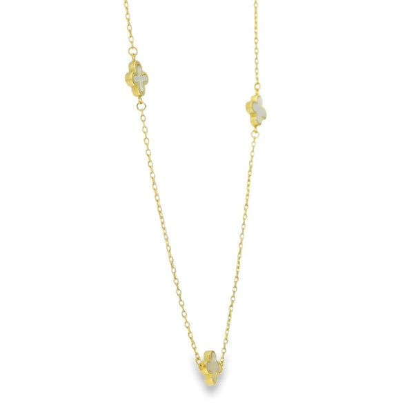 9ct Yellow Gold Mother of Pearl Petal Necklace - 15/16" - 1.8g