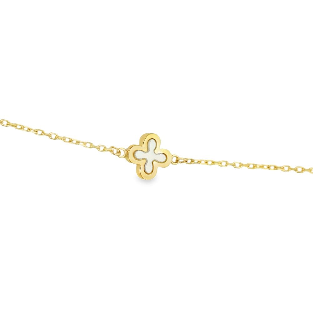 9ct Yellow Gold Mother of Pearl Petal Necklace - 15/16" - 1.8g