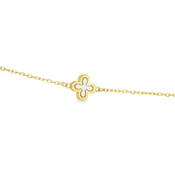 9ct Yellow Gold Mother of Pearl Petal Necklace - 15/16" - 1.8g