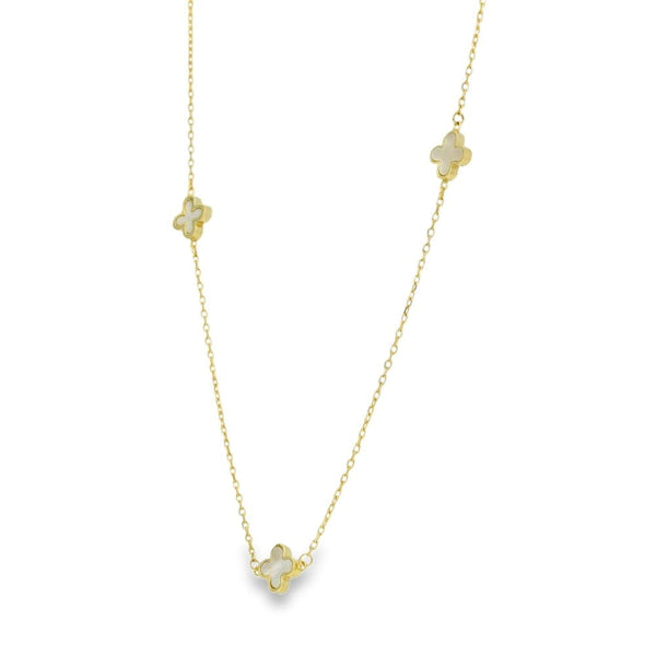 9ct Yellow Gold Mother of Pearl Petal Necklace - 15/16" - 1.8g