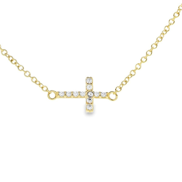 9ct Yellow Gold Cubic Zirconia Triple Cross Chain - 17/18" -1.8g