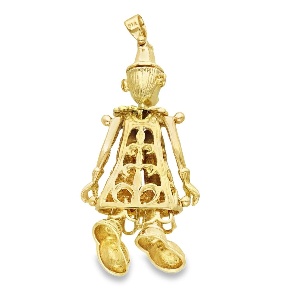 9ct Yellow Gold Ruby & Diamond Set Clown Pendant - 6.2g