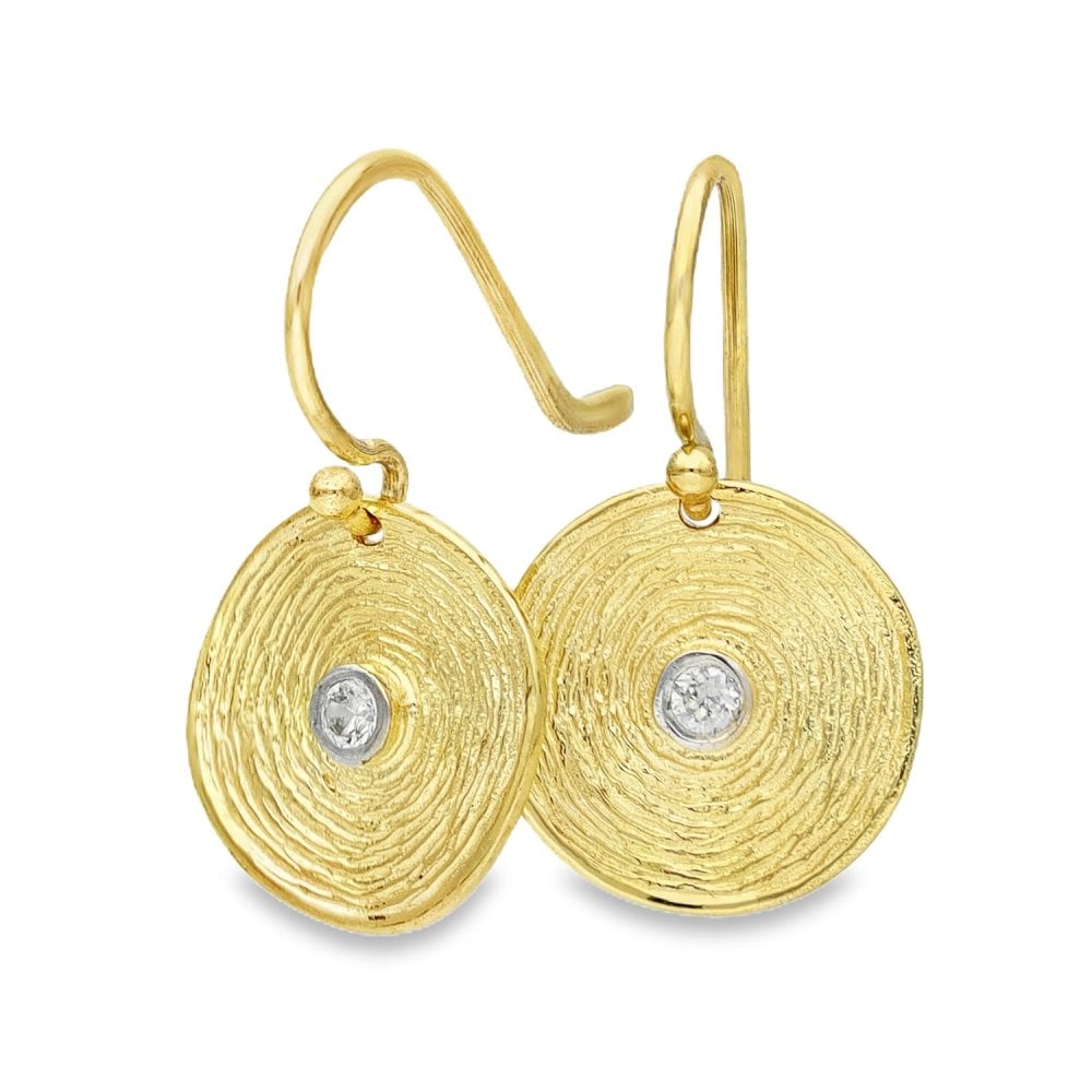 9ct Yellow Gold Round Jute Hook Earrings - 1.9g
