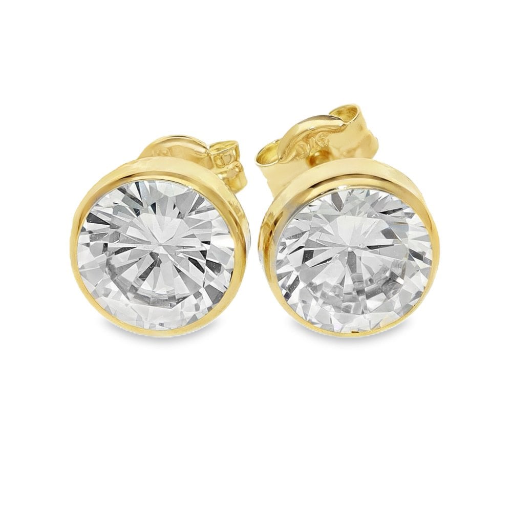 9ct Yellow Gold Cubic Zirconia Stud Earrings - 1.4g
