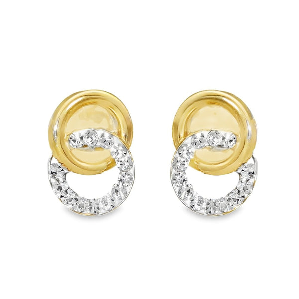 9ct Yellow Gold Cubic Zirconia Double Loop Stud Earrings - 0.5g