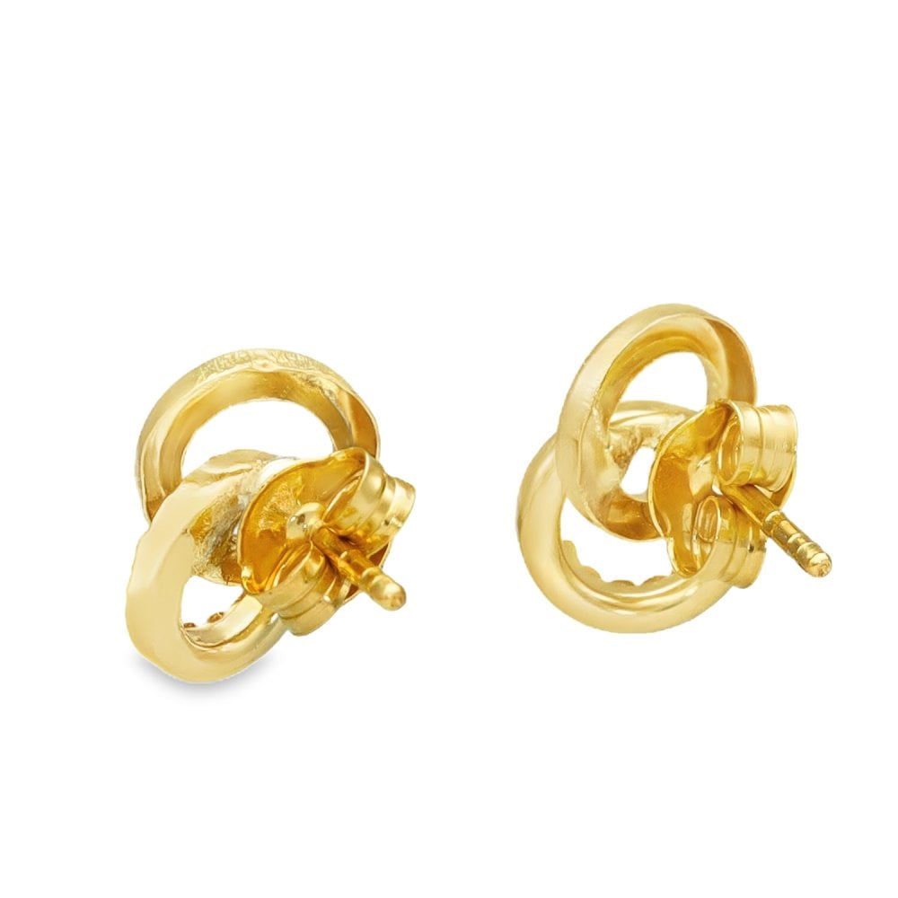 9ct Yellow Gold Cubic Zirconia Double Loop Stud Earrings - 0.5g