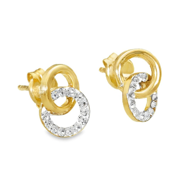 9ct Yellow Gold Cubic Zirconia Double Loop Stud Earrings - 0.5g