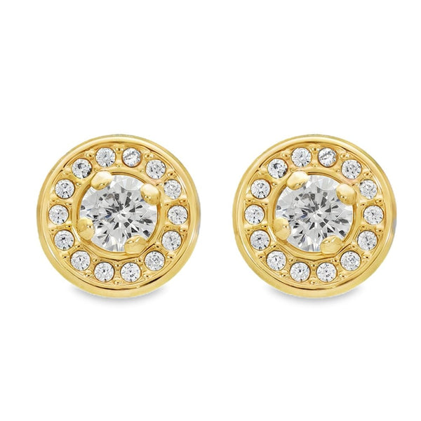 9ct Yellow Gold Cubic Zirconia Halo Stud Earrings - 0.7g