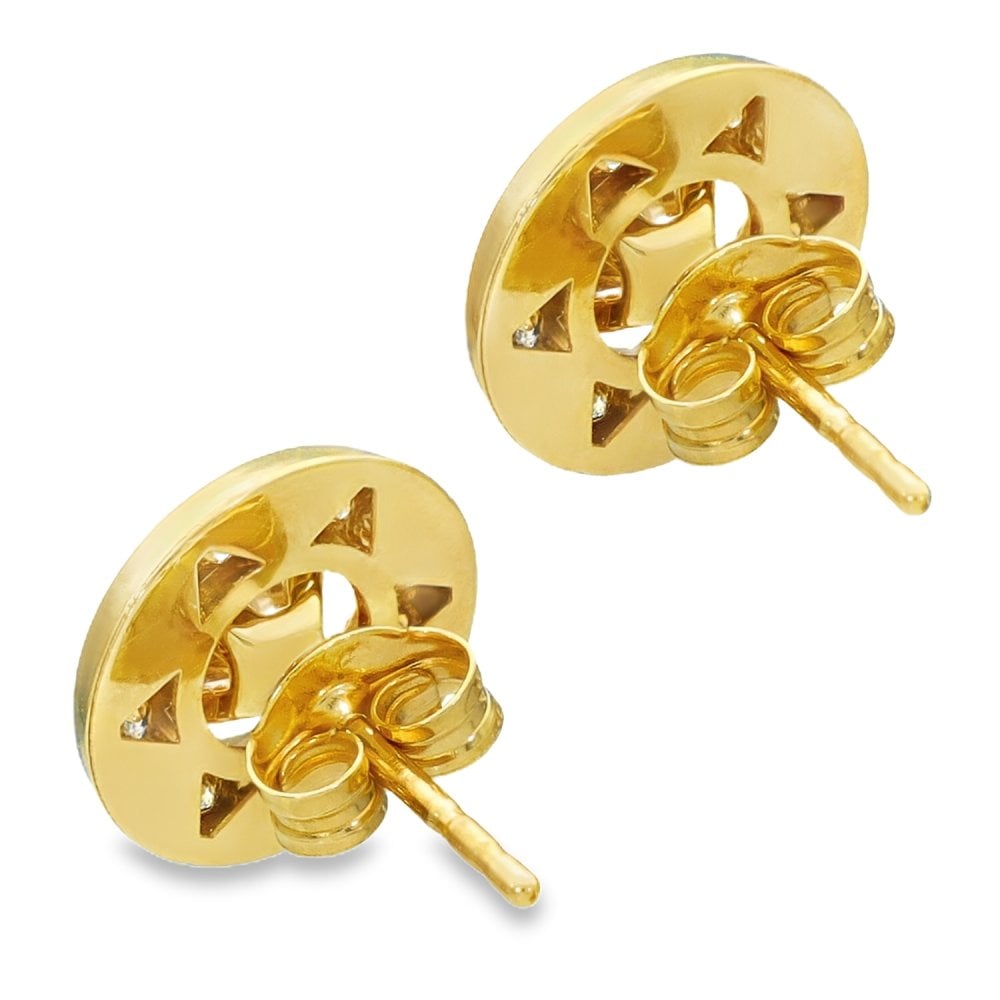 9ct Yellow Gold Cubic Zirconia Halo Stud Earrings - 0.7g