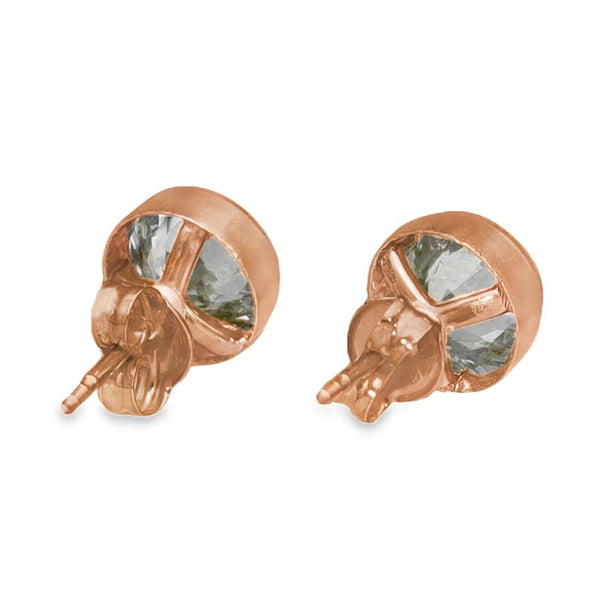 9ct Rose Gold Round Cubic Zirconia Stud Earrings - 0.9g