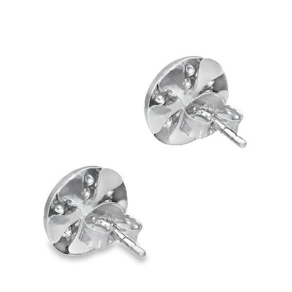 9ct White Gold Pave Cubic Zirconia Stud Earrings - 0.4g