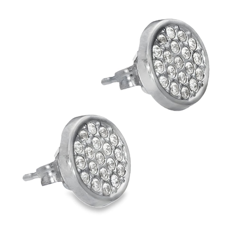 9ct White Gold Pave Cubic Zirconia Stud Earrings - 0.4g