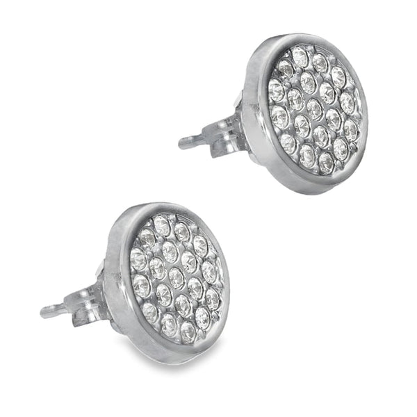 9ct White Gold Pave Cubic Zirconia Stud Earrings - 0.4g