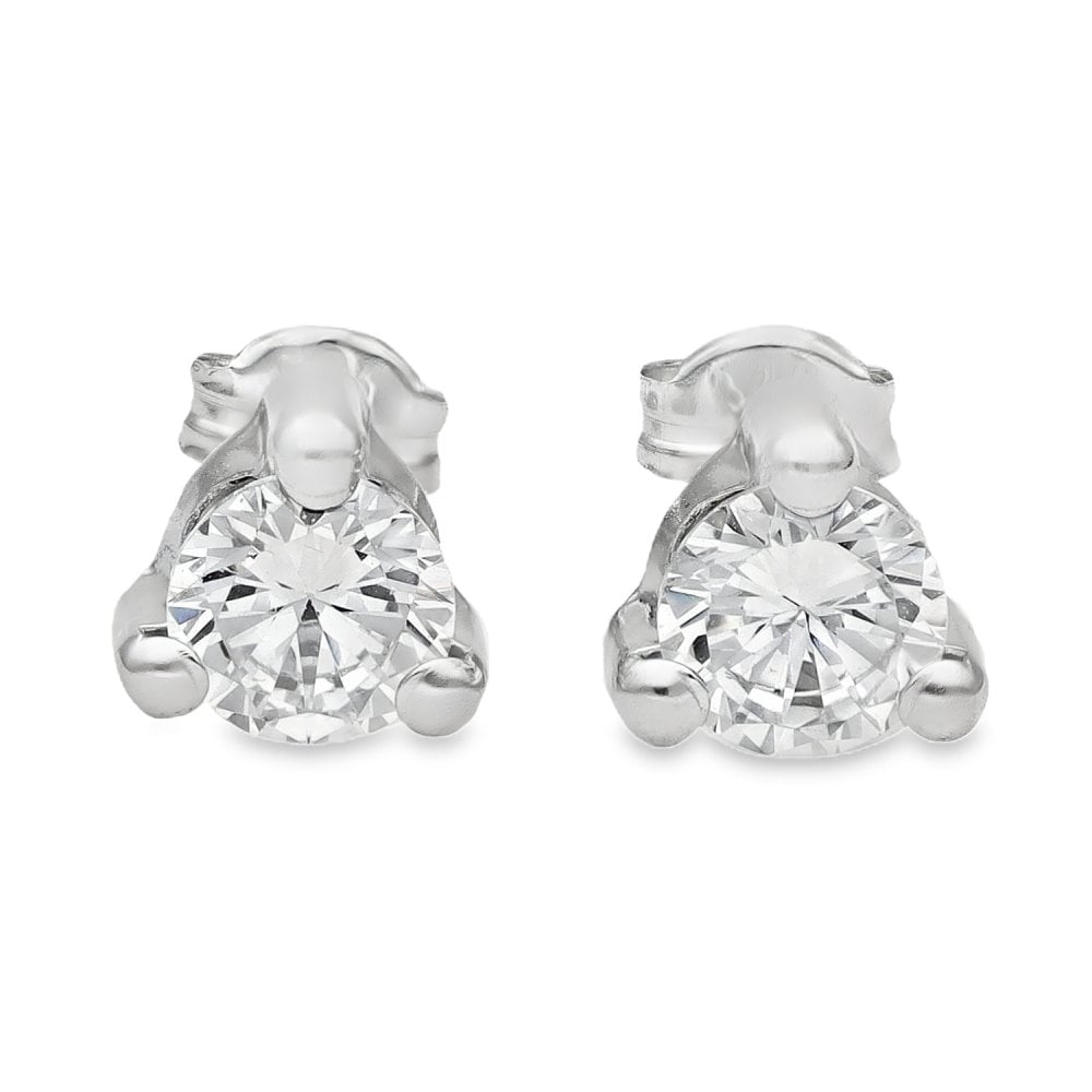 9ct White Gold Cubic Zirconia Stud Earrings - 0.8g