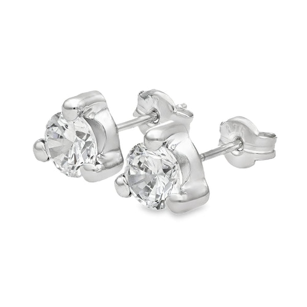 9ct White Gold Cubic Zirconia Stud Earrings - 0.8g
