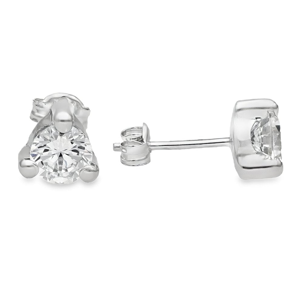 9ct White Gold Cubic Zirconia Stud Earrings - 0.8g