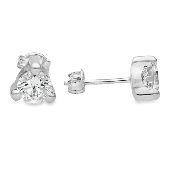 9ct White Gold Cubic Zirconia Stud Earrings - 0.8g