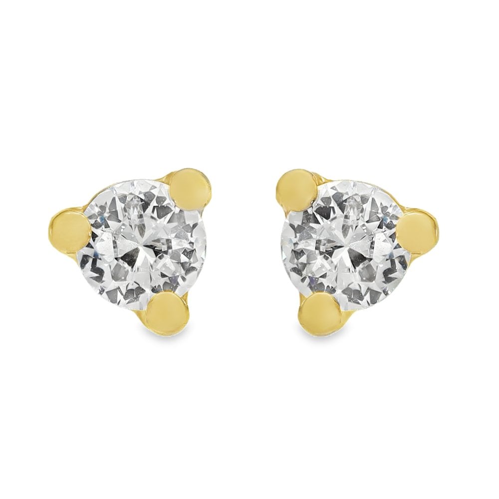 9ct Yellow Gold Cubic Zirconia Stud Earrings - 0.7g