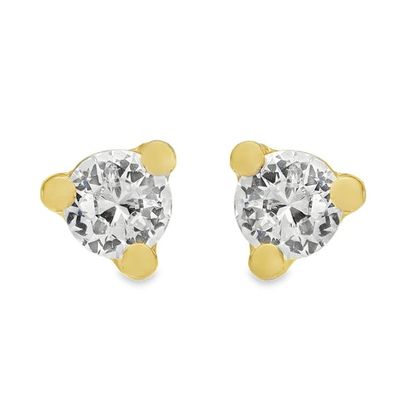 9ct Yellow Gold Cubic Zirconia Stud Earrings - 0.7g