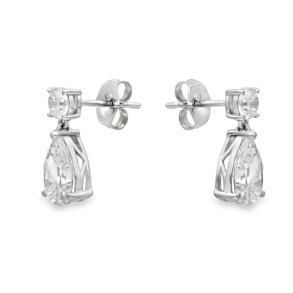 9ct White Gold Cubic Zirconia Drop Earring - 2.8g