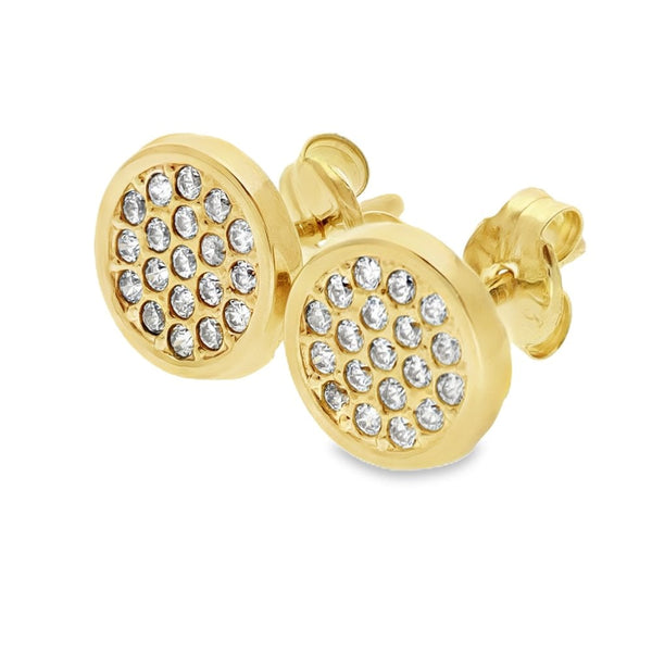 9ct Yellow Gold Round Cubic Zirconia Stud Earrings - 0.5g