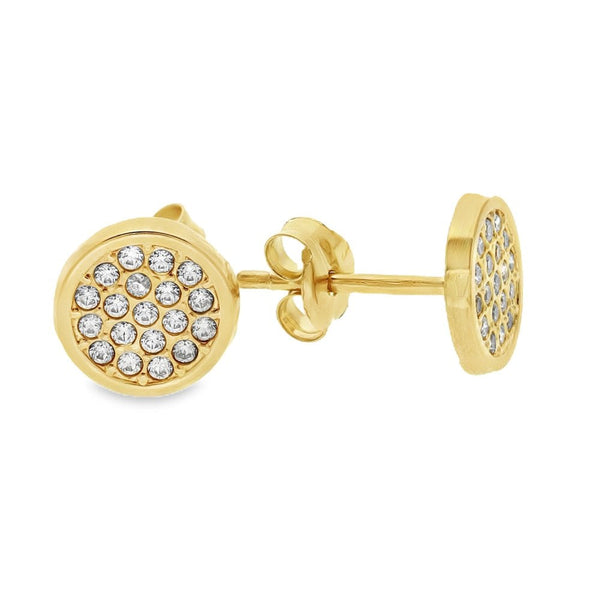 9ct Yellow Gold Round Cubic Zirconia Stud Earrings - 0.5g