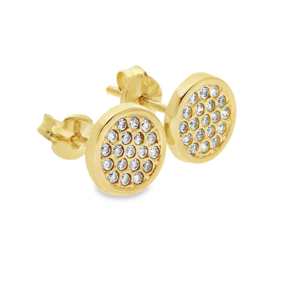 9ct Yellow Gold Round Cubic Zirconia Stud Earrings - 0.5g