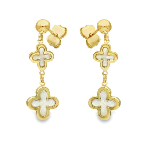 9ct Yellow Gold Mother Of Pearl Drop Earrings -