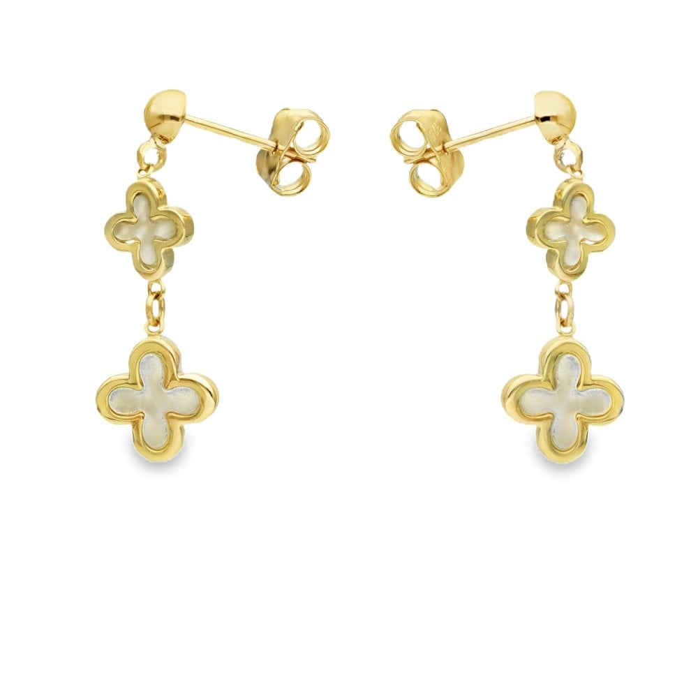 9ct Yellow Gold Mother Of Pearl Drop Earrings -