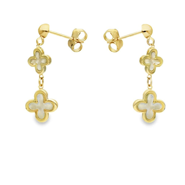 9ct Yellow Gold Mother Of Pearl Drop Earrings -